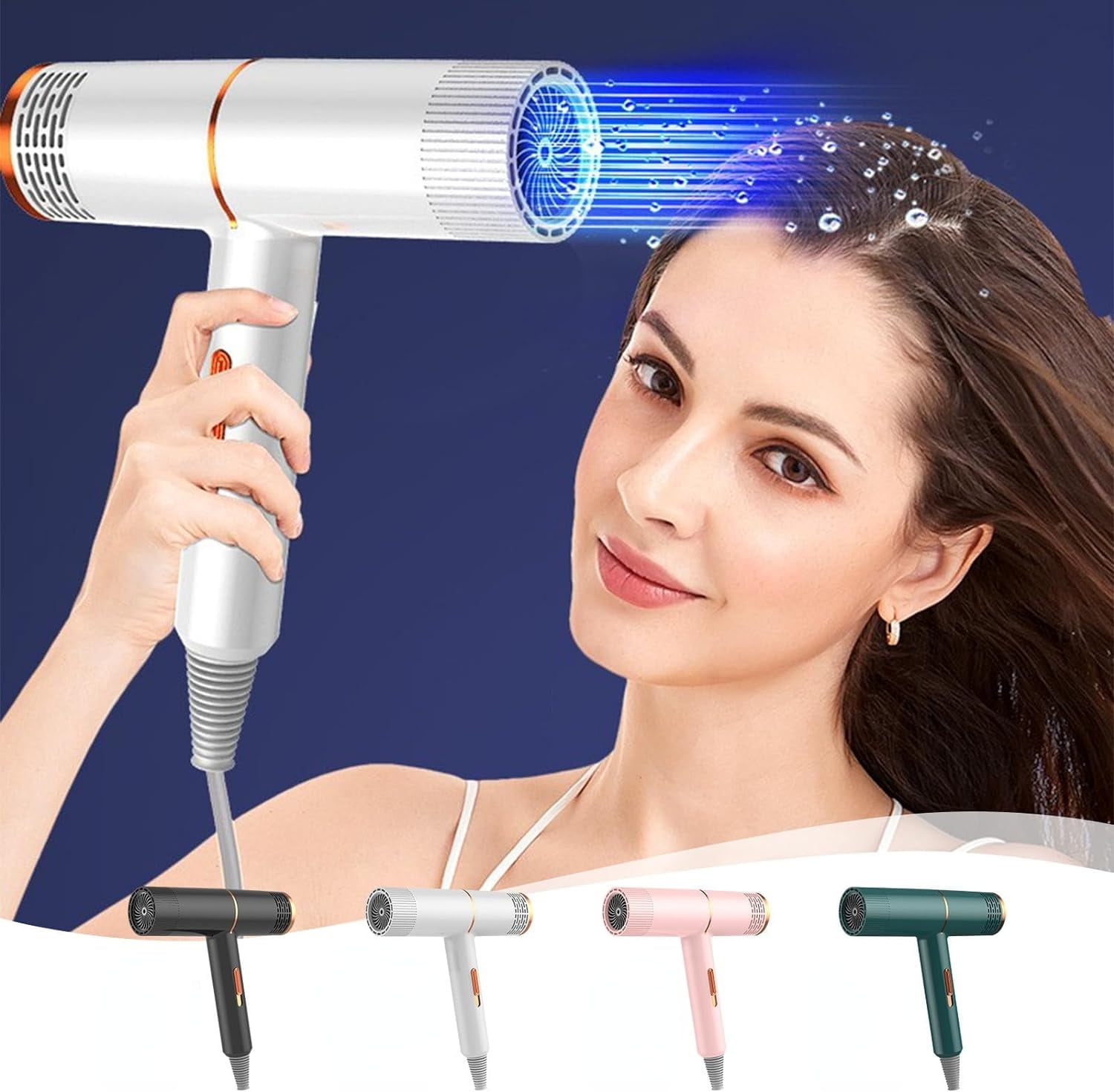 Electric Hair Dryer High Power Lightweight Handheld Hair Blow Dryer with 3 Wind Speed Adjustment Smart Temperature Control Hair Dryer for Home