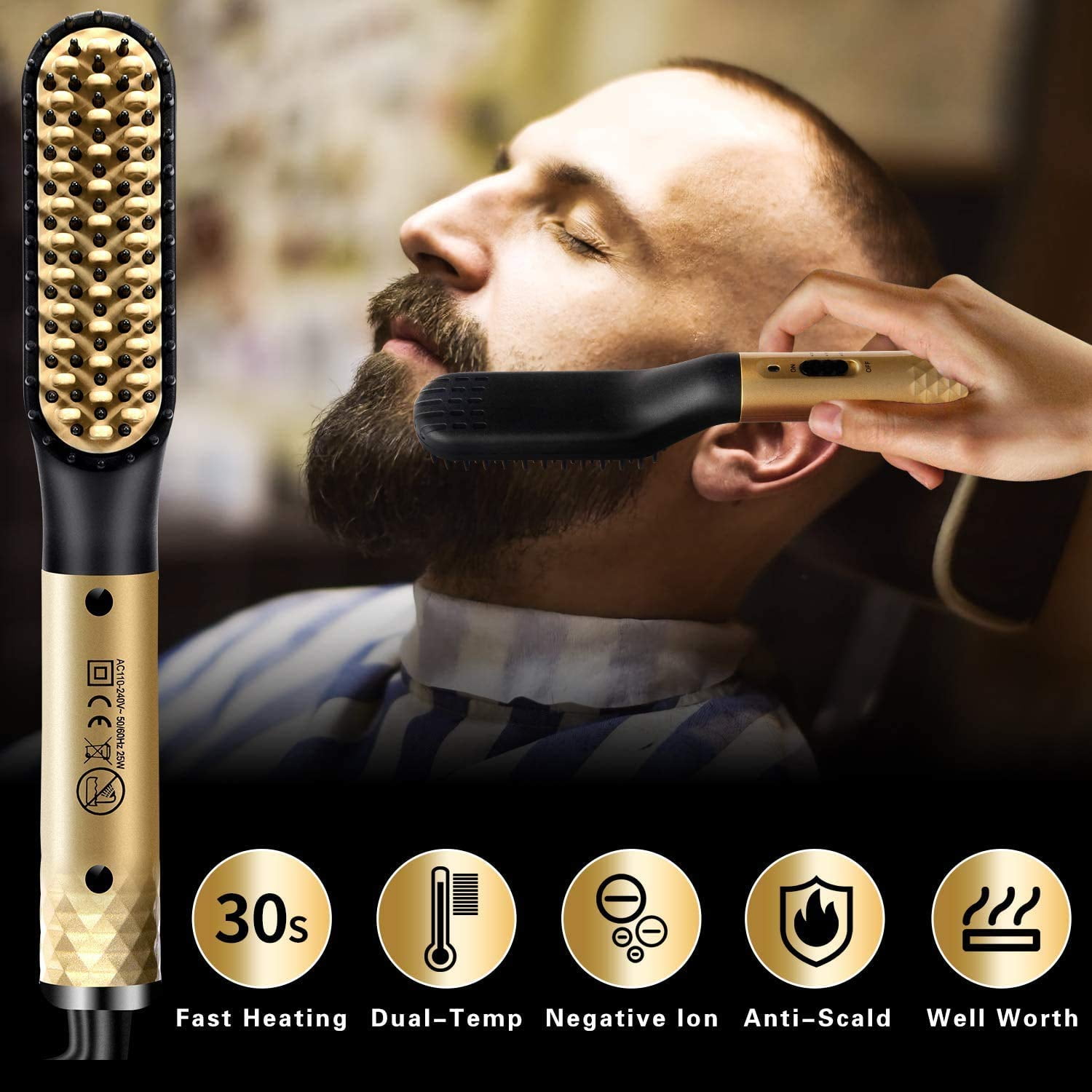Electric Beard Straightening Comb Hair Men Curling Brush Styler Walmart