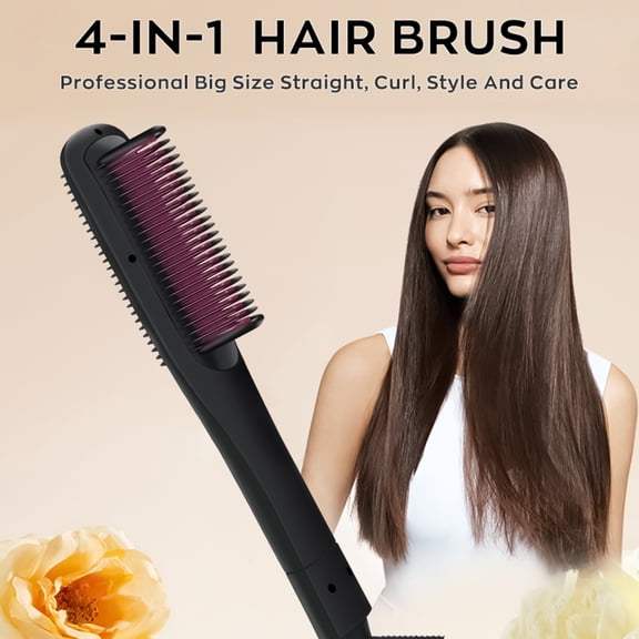 Electric Hair Straightener Comb, 2-in-1 Straightening Brush & Styling Tool for Smooth Hair, Anti-Damage Heating for All Hair Types, Salon Results at Home, Anti-Frizz Tool, Professional Styler,Europea
