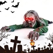 Electric Halloween Crawling Zombie Ghost, 2026 New Halloween Crawling Zombie, Scary Halloween Decor Outdoor Indoor, Voice-Controlled, Crawling, Swaying, Making Terrifying Noises, Eyes Glowing