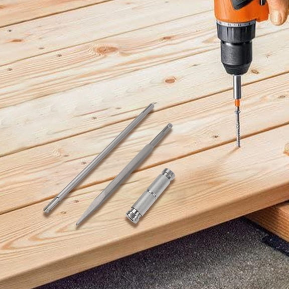 Electric Hammer Extension Rod, 3 Pieces Round Two-Groove Quick-Draw with Chisel Set for SDS Drilling Multi-Functional