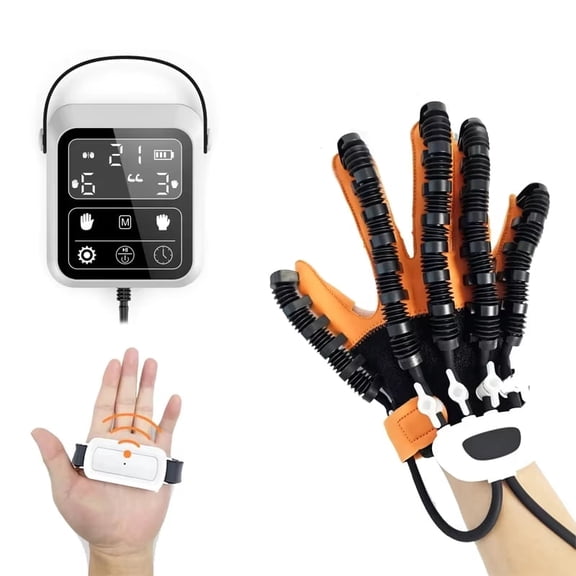 Electric Hand Grip Trainer, Finger Exercise Device for Hand Strength & Mobility, Adjustable Levels, Black-Orange  Left Hand  L