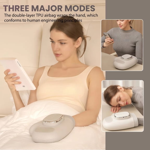 Electric Hand Massager with Airbag Compression & Heat Cordless Rechargeable Device for Finger, Palm, and Wrist Relaxation