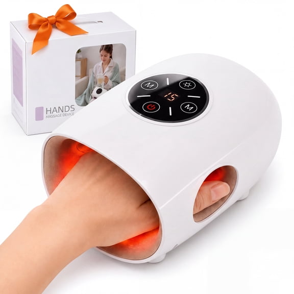 Electric Hand Massager with Heat and Compression, Rechargeable Cordless Hand Massage Machine with 3 Kneading Modes 5 Intensities & 2 Heat Levels, Gifts for Women Men