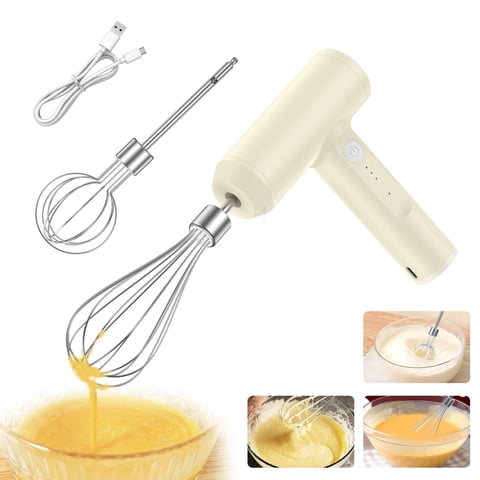 Jetcloudlive Electric Hand Mixer Cordless Electric Whisk 2000mAh USB Rechargeable Handheld Egg Beater with 3 Speeds Portable Small Mixer for Mixing Egg Jam Butter Kitchen Outdoor Use