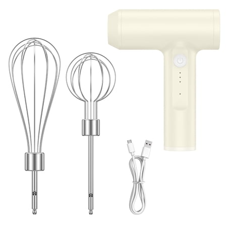 Electric Hand Mixer Cordless Electric Whisk 2000mAh USB Rechargeable Handheld Egg Beater with 3 Speeds Portable Small Mixer for Mixing Egg Jam Butter Kitchen Outdoor Use