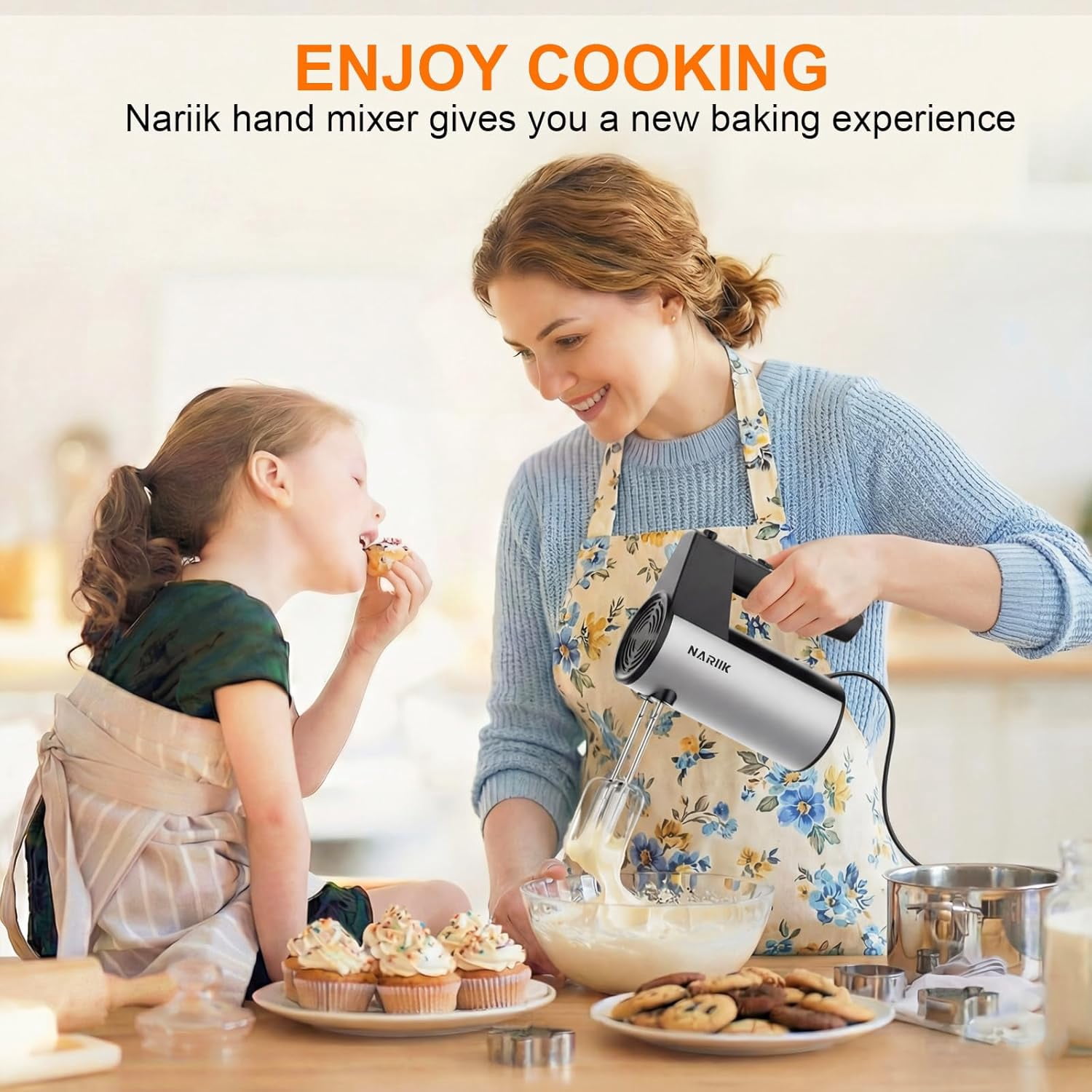 Electric Hand Mixer with  Boost & 5 Speed Settings for Baking