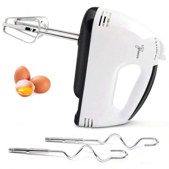 Electric Hand mixer - 7 Adjustable Speed 180W Handheld Mixer Electric Whisk with 5 Stainless Steel Accessories Turbo Boost/Self-Control Speed + Eject Button Food Beater for Cakes Eggs Off-white