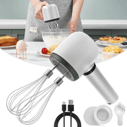 AMAZTEK Cordless Electric Hand Mixer Dual Whisk Hand Mixer, Stainless Steel USB Rechargeable Low Speed Cordless Electric Hand Whisk for Baking Kitchen Whipping Mixing Egg Cake Dough