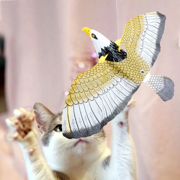 Electric Hanging Eagle Toy for Cats, Interactive with Flying Design, Promotes Play and Christmas Fun-brown
