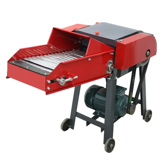 Electric Hay Cutter 6-Blade Straw Chopper Machine with Chain Plate Conveyor Belt Sharp Blade 220V