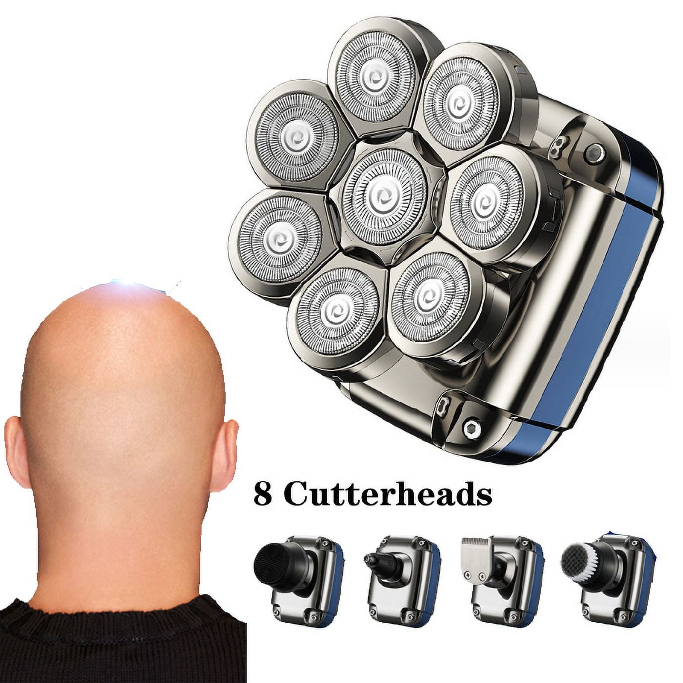 Electric Head Hair Shaver Freebird Ultimate LCD 8 Cutterheads Cordless Wet/Dry Skull