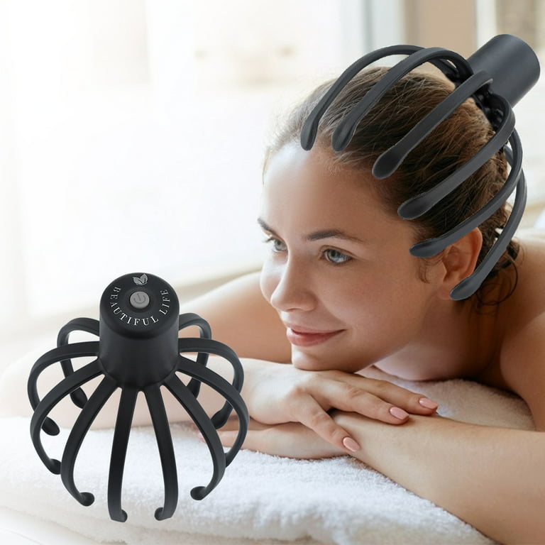 Electric Head Scalp Massager with 12 Vibration Contacts, 3 Modes, Wireless  Portable Head Vibration Machine for Stress