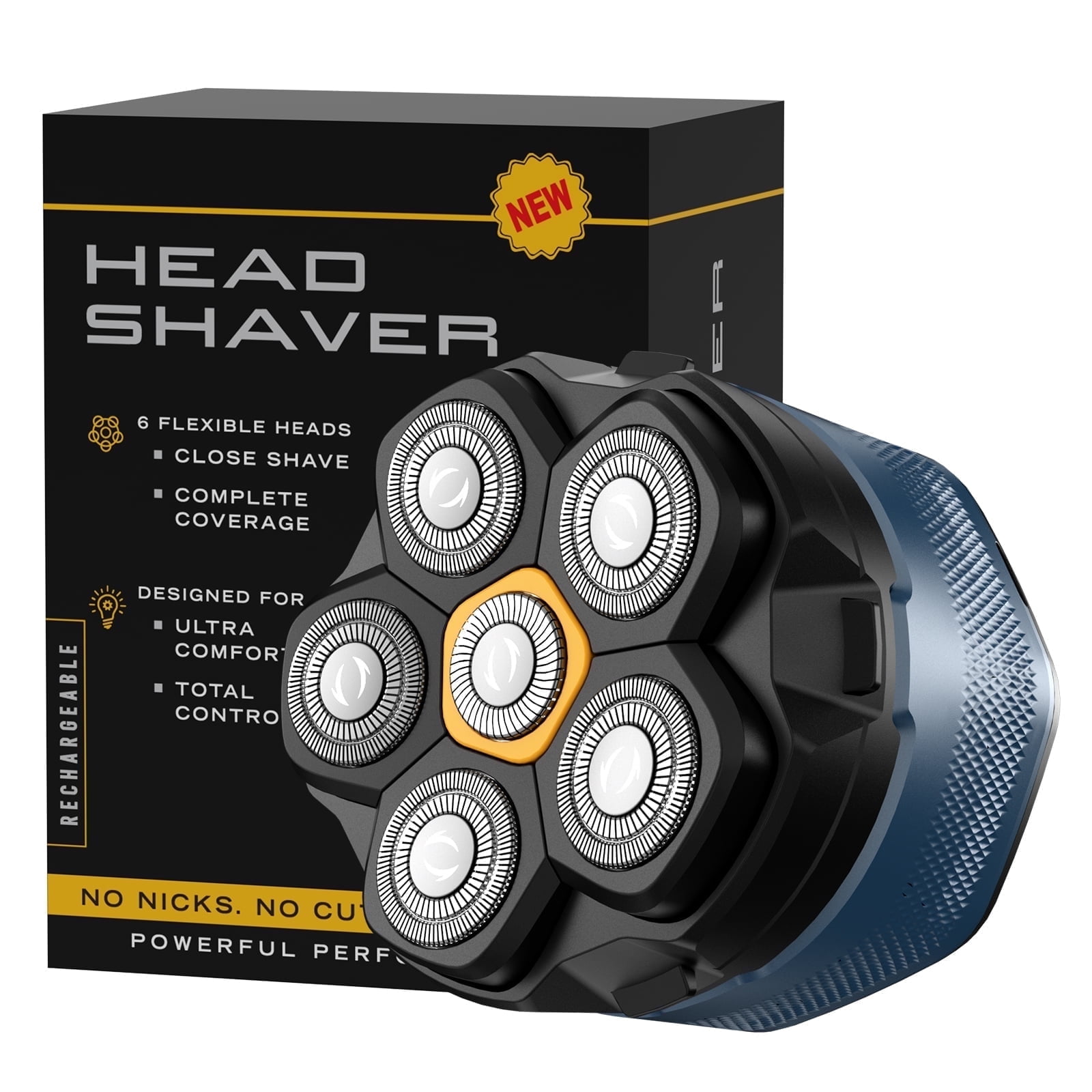 Electric Head Shaver, MAXT 6D Mens Cordless Rechargeable Wet/Dry Bald Head Waterproof Razor