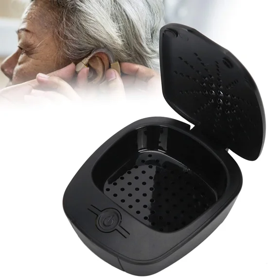 Electric Hearing Aid Dryer Box With UV Sanitizer, USB Powered Portable Dehumidifier For BTE & ITE Hearing Aids, Hearing Amplifiers, And AirPods, Odor Removal And Moisture Protection,Black