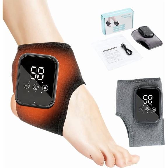 Electric Heated 3-in-1 Foot Massager for Neuropathy Ankle Pain Relief And Circulation,Wireless & Portable Heating Foot Massager Feet Warmer Devices Machine for Heel,Arch & Ankle Relief