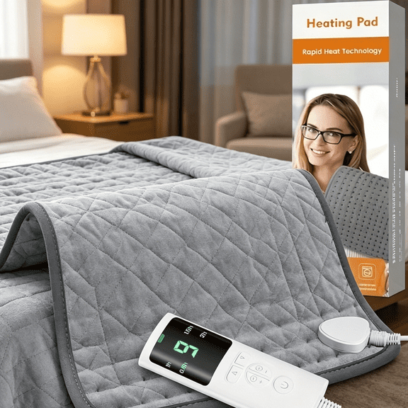 Electric Heated Blanket 40" x 76" with 4 Heat Settings & Auto-Off Timer, Soft Flannel Fast Heating Throw for Home Office