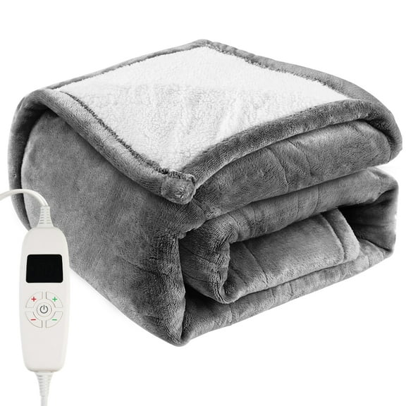 Uncahome Electric Heated Throw Blanket 50''x60'' with 10 Heating Levels, Automatically Shut Down after 8h with Overheat Protection Machine Washable