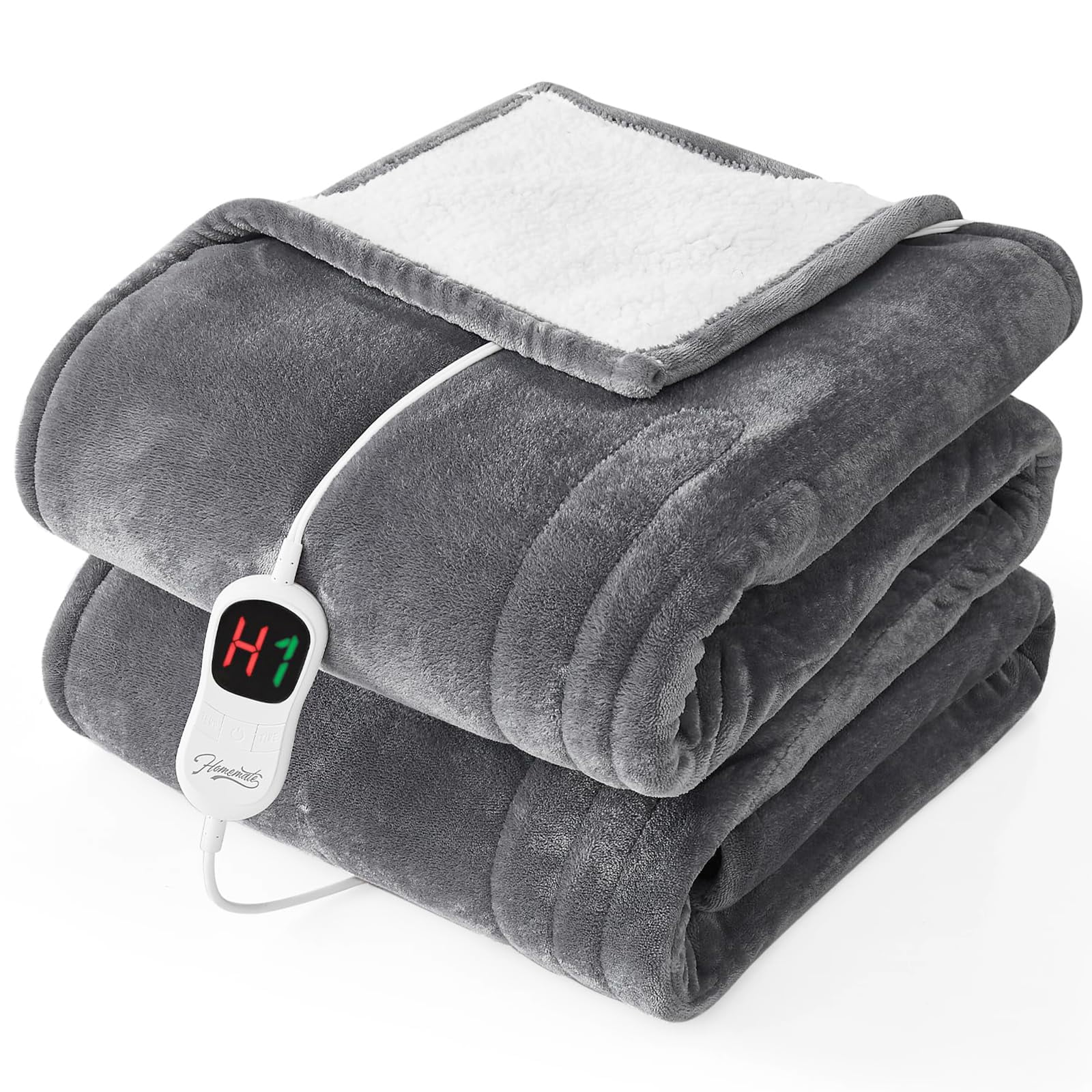 Electric Heated Blanket - 62"x84" Heating Bed Blankets Throw With 10 Levels 8 Hours Auto Off Fast Over-heated Protection Ultra Soft Warm Flannel Etl Certified Grey