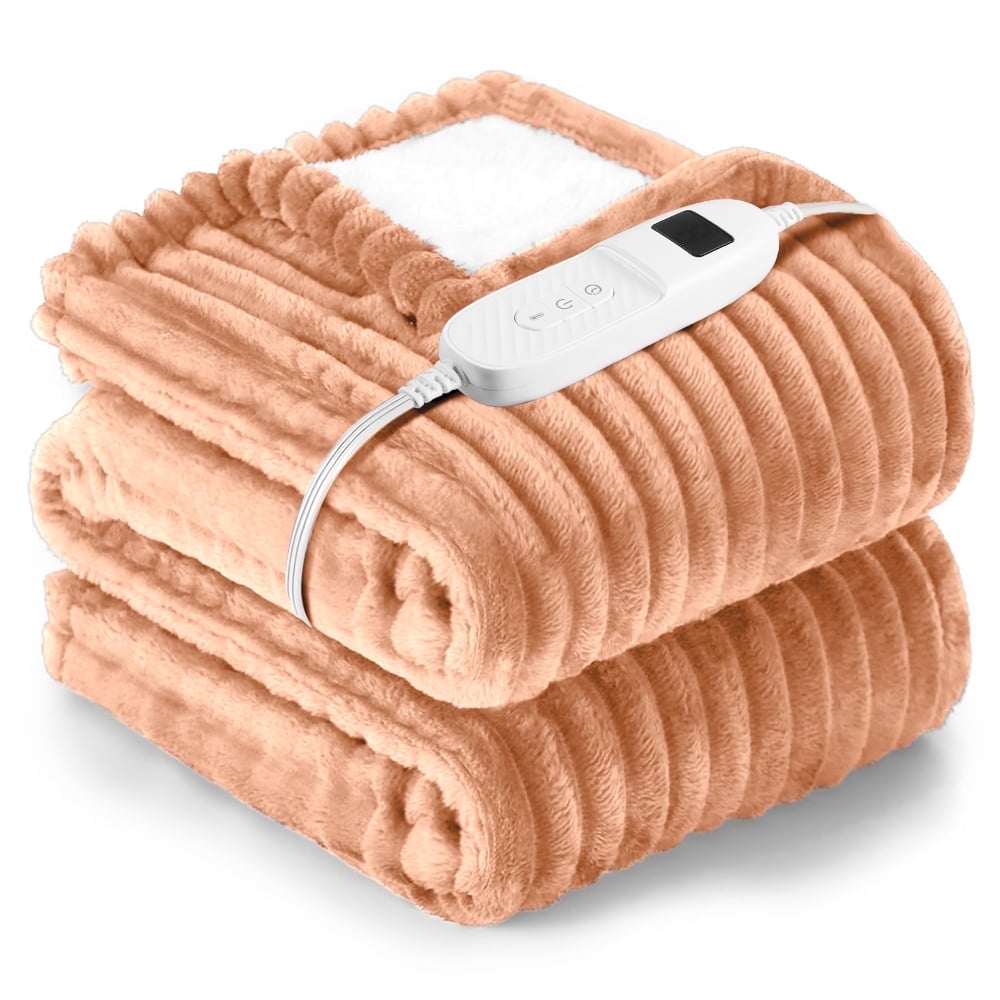 Electric Heated Blanket Twin size - 62"x84" Heating Blanket with 8  hours Auto-off, 10 Level Over-heat Protection, Soft Flannel