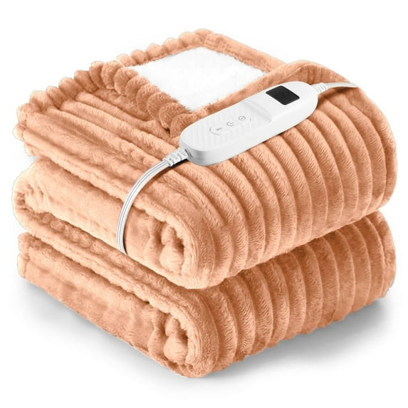 Electric Heated Blanket Twin size - 62"x84" Heating Blanket with 8 hours Auto-off, 10 Level Over-heat Protection, Soft Flannel