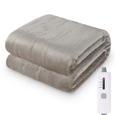 Electric Heated Blanket 72" x 84" Full Size with 10H Auto-off,4 Heating Levels, Flannel - Linen