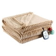 thumbnail image 1 of SUNNY HEAT Heated Electric Blanket Ribbed Flannel 72"x84" Full Size - 10 Heating Settings & 2/4/6/8/10/12 Hours Auto off, Thick and Warm Washable - Brown, 1 of 5