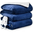 thumbnail image 1 of Electric Heated Blanket 90" x 100" King Size Warm Heating Blanket for Whole Body, 5 Heating Levels & 10 Hours Auto Off, Machine Washable, Navy Blue, 1 of 5