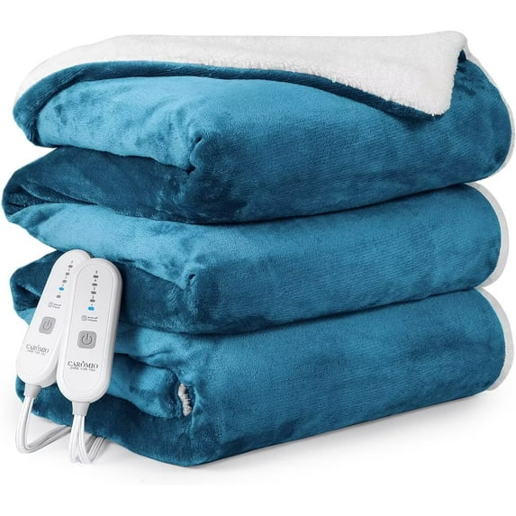 Electric Heated Blanket 90" x 100" King Size Warm Heating Blanket for Whole Body, 5 Heating Levels & 10 Hours Auto Off, Machine Washable, Teal