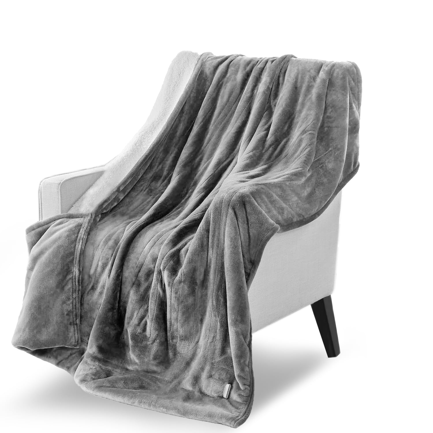 Electric Heated Blanket 90x84" Queen Size Soft Fleece Fast Heating Blanket with 10 Heat Settings 10hrs Timer Auto Shut Off Gray for Home Office