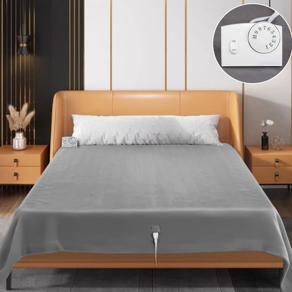 Electric Heated Blanket,Double-Control Adjustable Electric Heating Under Blanket w/ Fast Heat & Safety Protection,Warm Comfortable Bedding for Bed Sofa or Home Use,Perfect Winter Essential-Gray