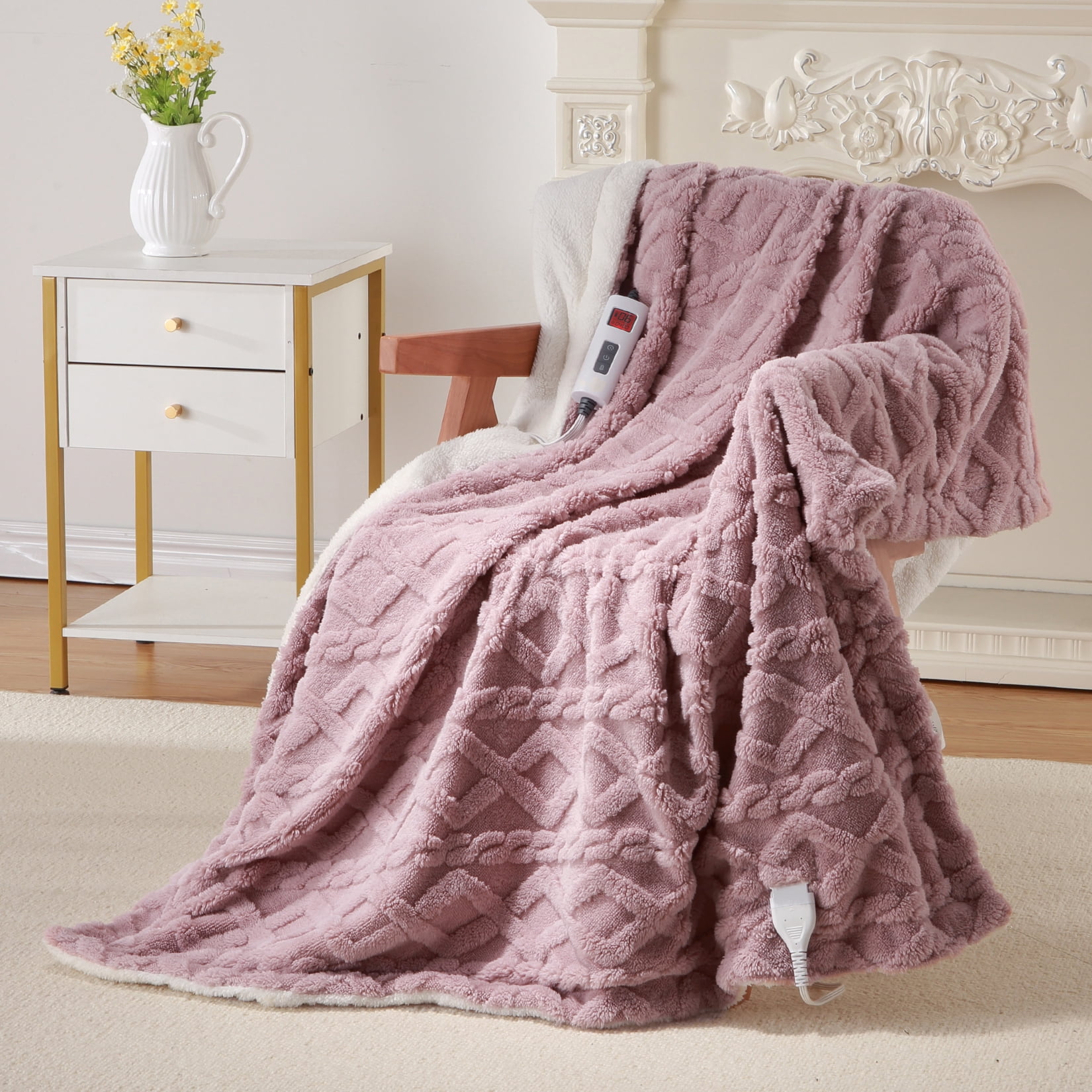 Heating Blanket, Thick Tufted Electric Blanket Throw With 6