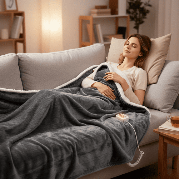 Electric Heated Blanket, Full Size Washable Blanket with 4 Heating Levels and Timer, Auto-Shut Off, Comfy Blanket for Napping, Sleeping, Relaxing Reading, RV Traveling