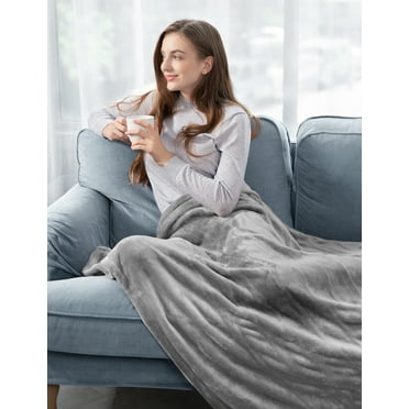 Electric Heated Blanket, Heated Throw Blanket 50" x 60" Soft Flannel Fast Heating Blanket with 10 Heating Levels, 1-12 Hours Timer, Auto-Off Protection, Gifts for Women Men