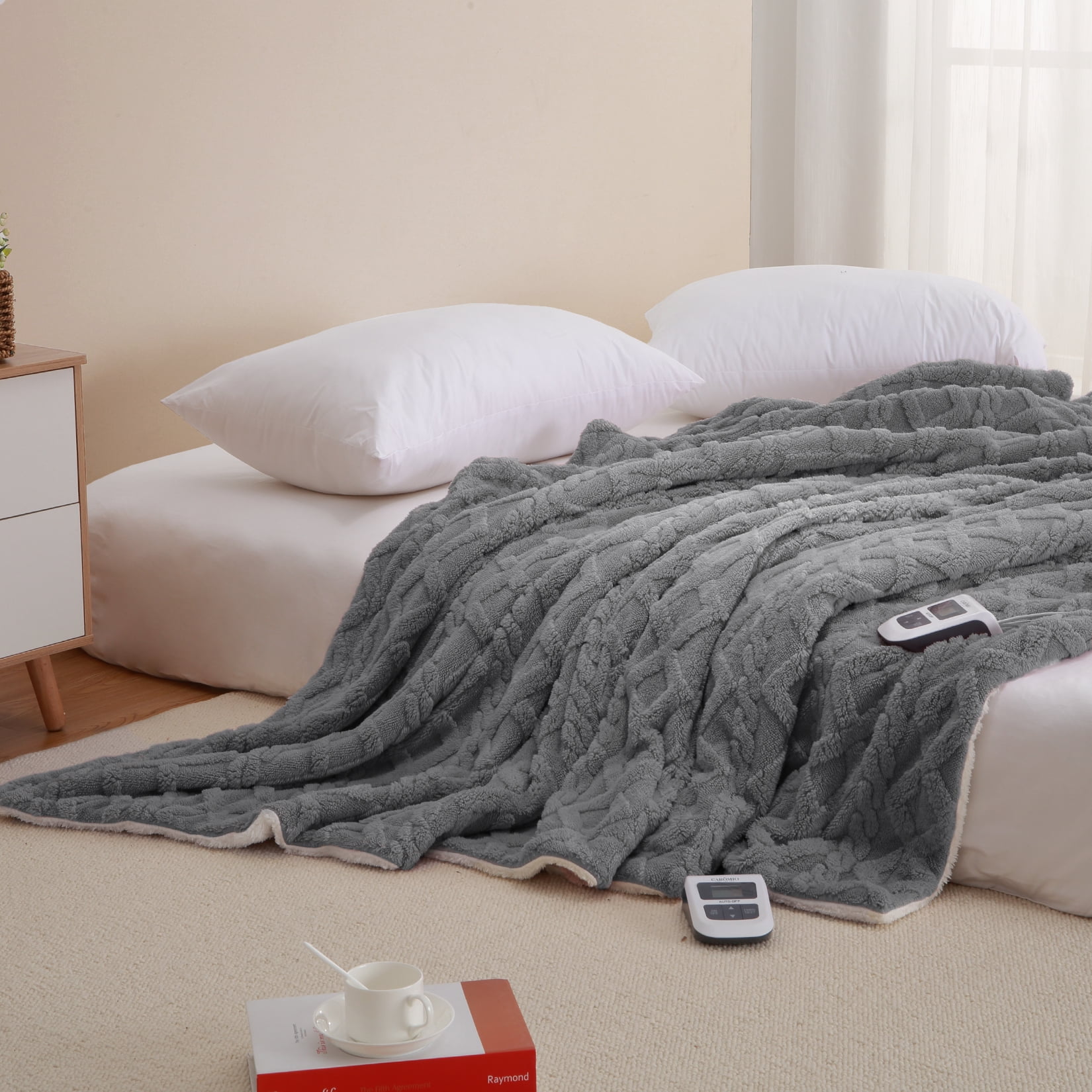 Electric Heated Blanket Queen Size 84" x 90" Dual Control Thick Tufted