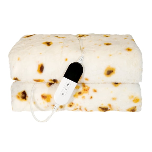 Electric Heated Blanket Soft Faux Rabbit Fur 50"x60" Camouflage Throw Dual Control 6 Heating Levels 10Hr Auto Off Fast Heating Machine Washable