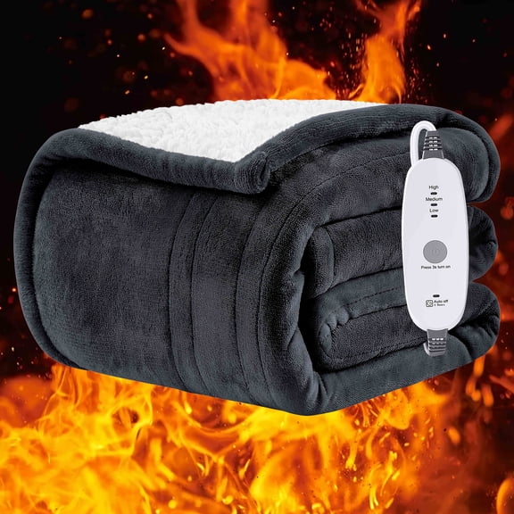 Electric Heated Blanket, Soft Flannel Blanket with 5 Heat Settings, 10-Hour Auto Shut-Off, Overheat Protection, Perfect for Bed & Couch, Plush Fast Warm-Up, Machine Washable