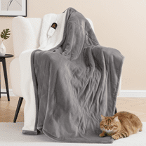 Naipo 50" x 60" Electric Heated Blanket Throw Upgraded Heating Wire with 4 Hour Auto Off and 6 Heat Levels Machine Washable