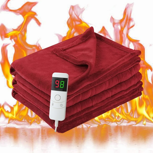 Electric Heated Blanket Throw 50"x60"，Fast&Safe Heating Blanket for