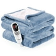 thumbnail image 1 of Ocuuziisu Electric Heated Blanket Throw Blanket 50" x 60" Flannel and Sherpa Electric Blanket with Buttons, 9 Heating Levels, Auto-off, Machine Washable, Blue, 1 of 7