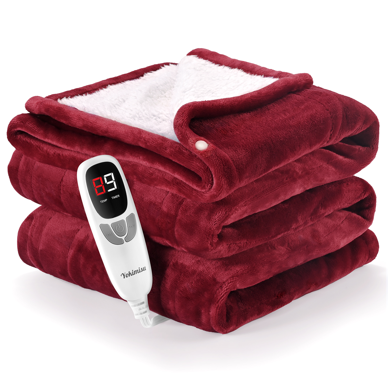 Homech Heated Throw Blanket – Flannel, 50x60in, Digital Timer & Temp Control