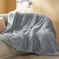 thumbnail image 1 of Electric Heated Blanket Throw Jacquard Shaggy Sherpa,Fast Heating Electric Blanket with 6 Heating Levels & 3H Auto Shut Off,Machine Washable (50x60 inches,Grey), 1 of 1