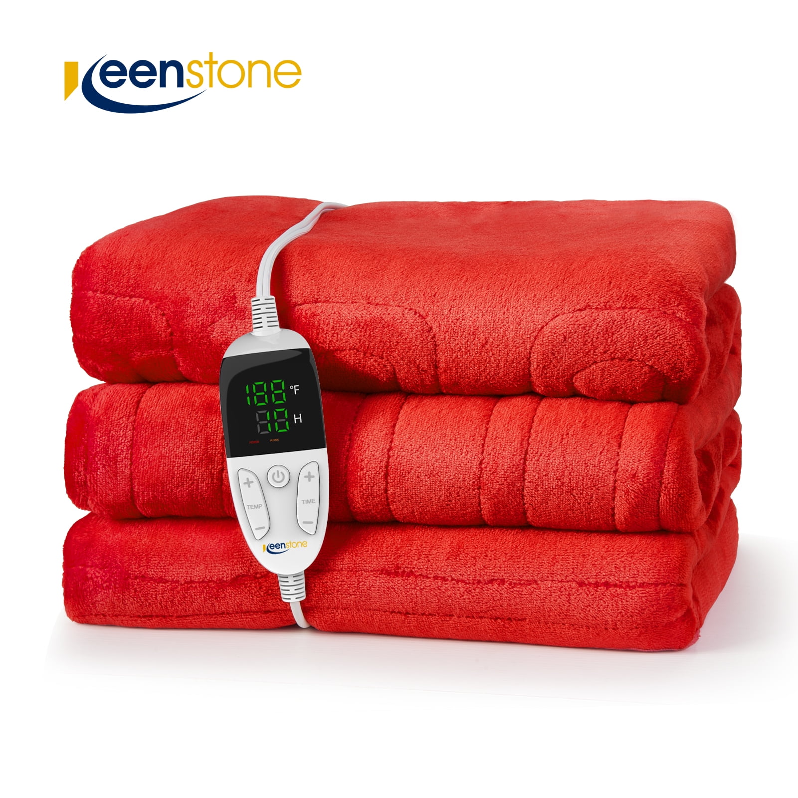 Keenstone Luxury Flannel Electric Heated Blanket Throw 50 x60 Machine Washable Fast Heating Blanket for Office Bedroom Livingroom Red