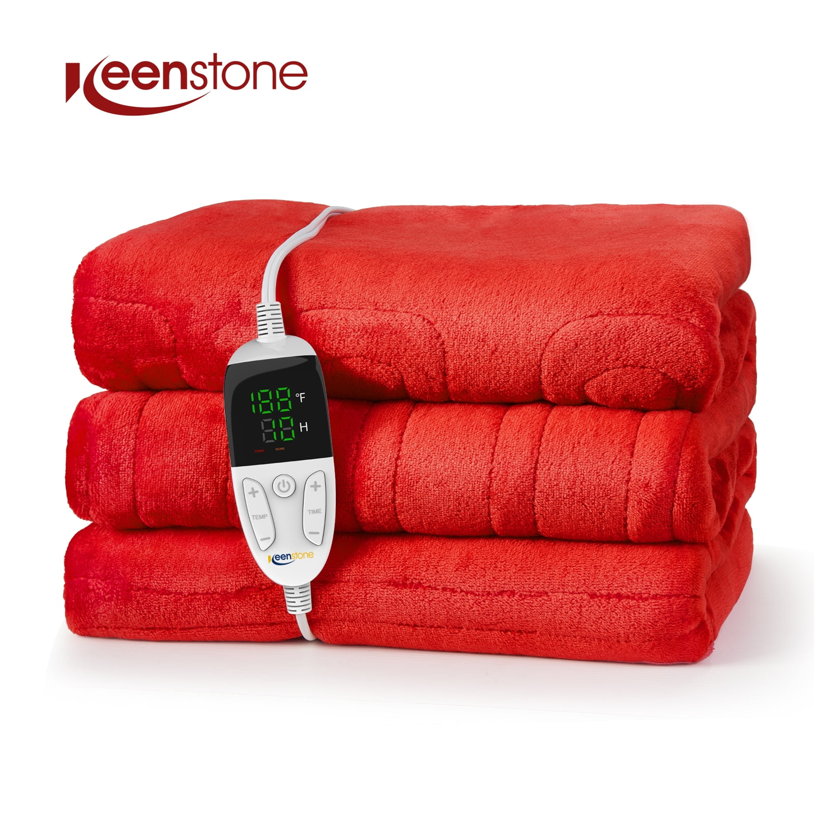 Keenstone 50x60in Electric Heated Blanket, Machine Washable, Red