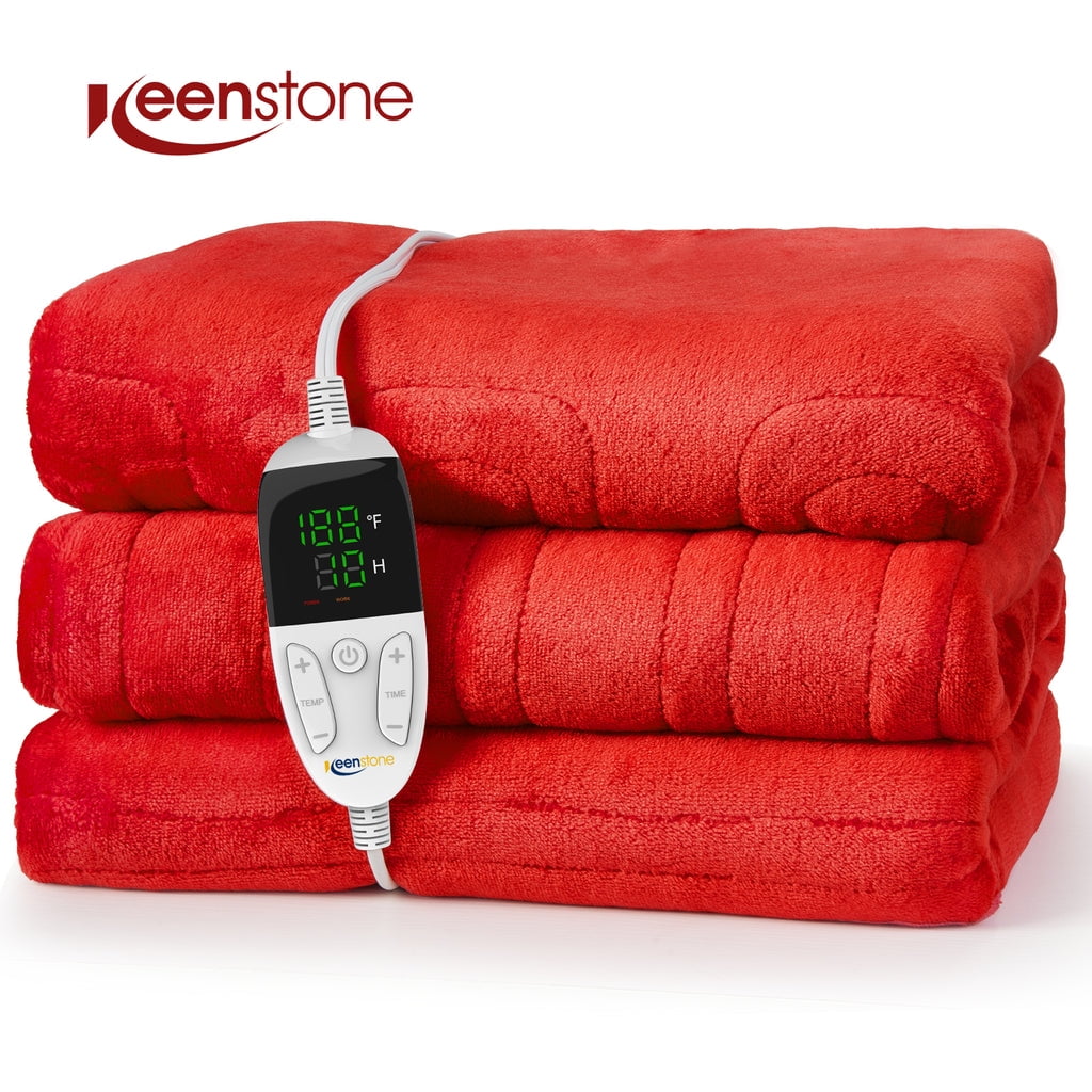 Keenstone Queen Electric Heated Blanket, Dual Layer Flannel, Fast