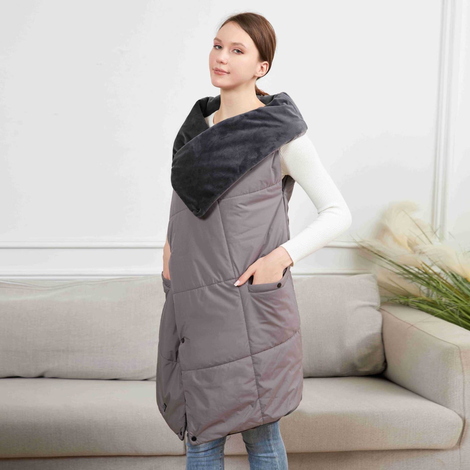 Electric Heated Blanket,Wearable Heated Shawl Blanket Battery Operated USB Cordless Wrap,USB Heated Blanket Portable Outdoor 3 Heating Levels,Thickened Heated Camping Blanket for Travel Home