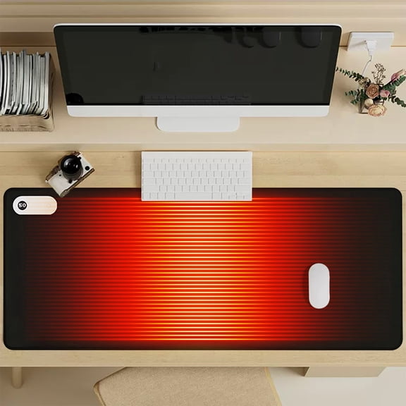 Electric Heated Desk Pad Heated Office Mouse Pad Foot Warmer Mat Large Gaming Extended Mouse Pad 3 Speed Temperature Control Auto Shut Off Winter Warm Desk Mat for Office Home Comfort Use