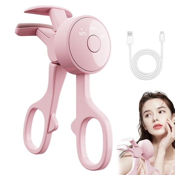 Electric Heated Eyelash Curler, C Rechargeable Heated Lash Curler, with 3 Temperature Settings, Fast Heating Curling Comb, for Natural Long-Lasting Lash Styling