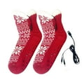 thumbnail image 1 of Electric Heated Fleece Slipper Socks for Men Women Winter USB Fluffy Fuzzy Warm Slipper Socks Heating Pad Feet Warmers, 9.4in, 1 of 6