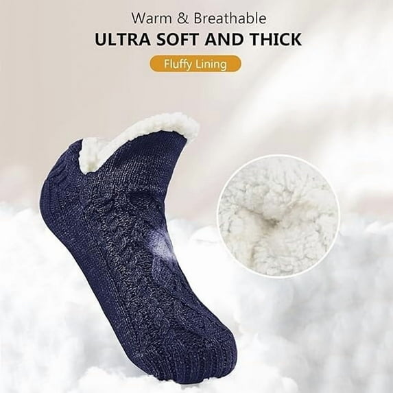 Electric Heated Fleece Socks Slippers for Men Women, Winter USB Heating Pad Knitted Socks Foot Heater, Anti-Slip Thermal Heating Socks Foot Warmer for Indoor Home Office Cold Feet